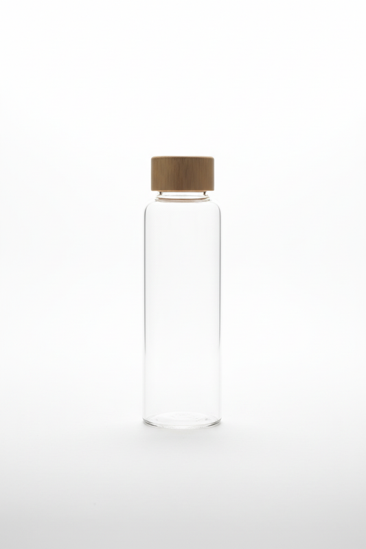 Custom Glass Bottle with Bamboo Lid