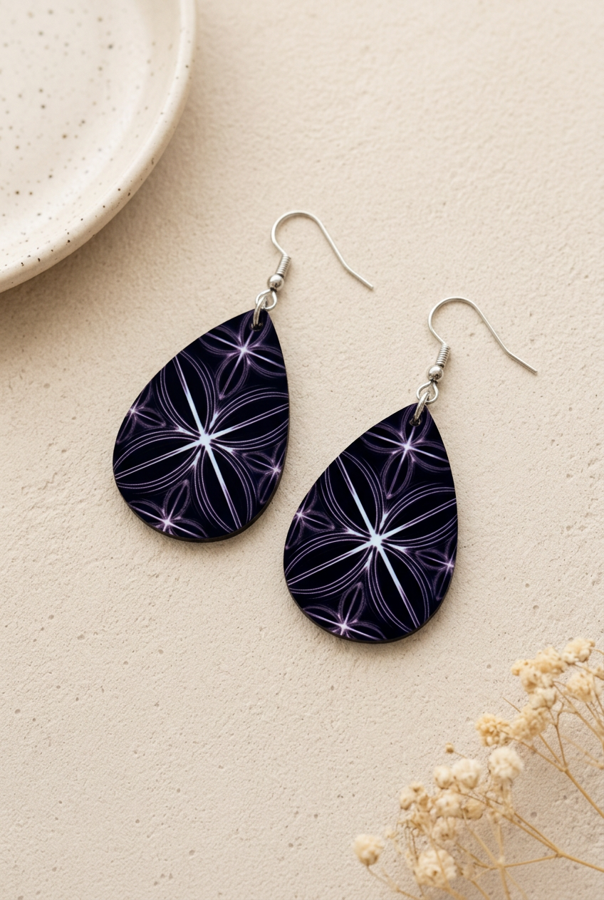 Soft warm jewellery photo of your geometric teardrop earrings